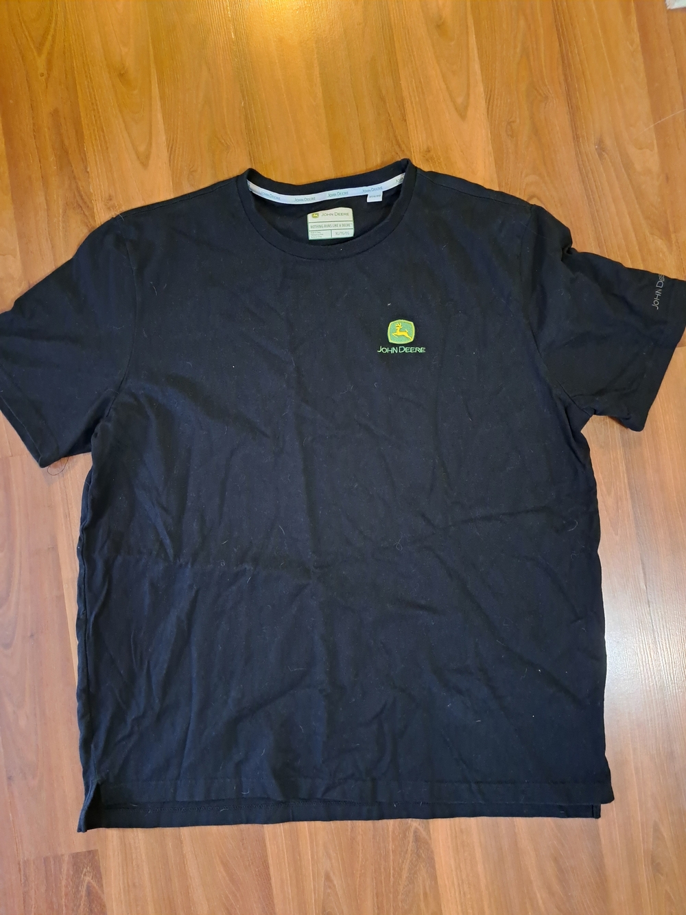 John Deere Black Short Sleeve Crewneck Tee with Green & Yellow Logo